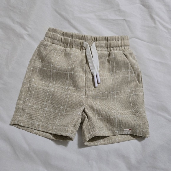 Other - Me and Henry Boys Shorts 0-3 Months Light Brown W/ Checks Elastic Waist Mesh Und
